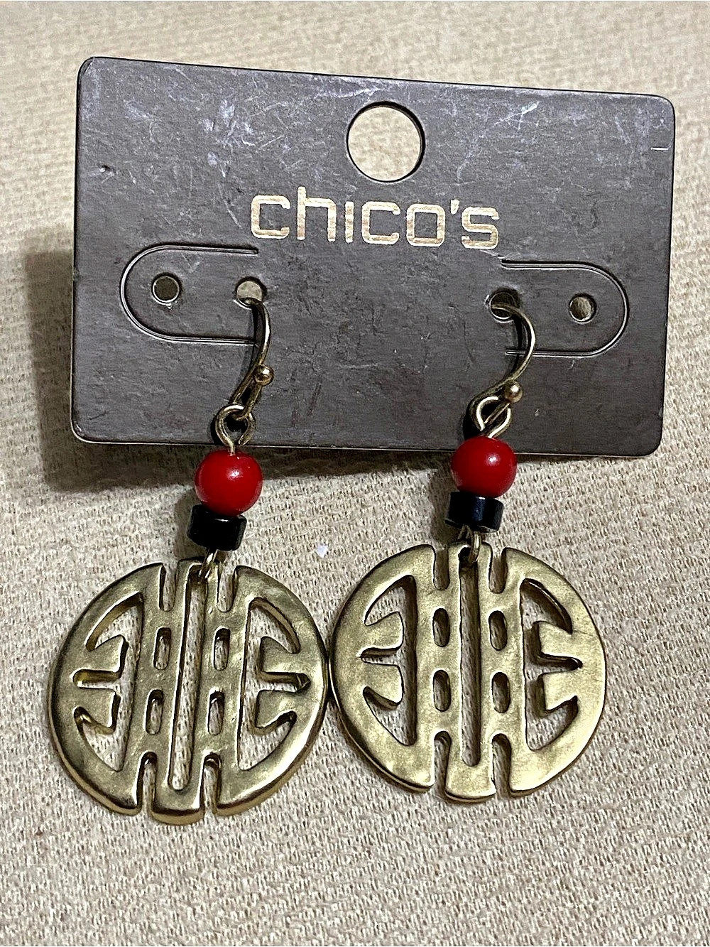 Chico's Matte Gold Disc Drop Earrings